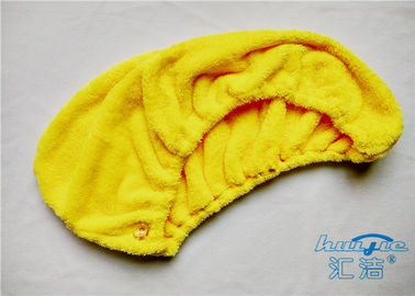Sostanza assorbente eccellente della microfibra dei capelli del turbante involucro giallo/rosso dell'asciugamano, asciugamano asciutto rapido
