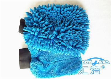 Guanto mezzo 100% del lavaggio di Microfiber del poliestere con il polsino elastico, guanti mezzi di lavaggio dell'automobile